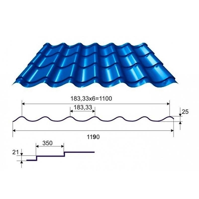 Glazed Tile Color Coated Steel Roof Sheet